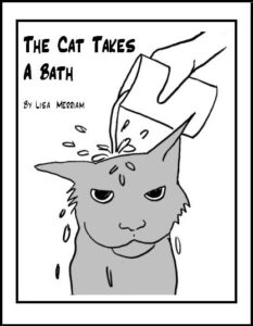 cat takes a bath